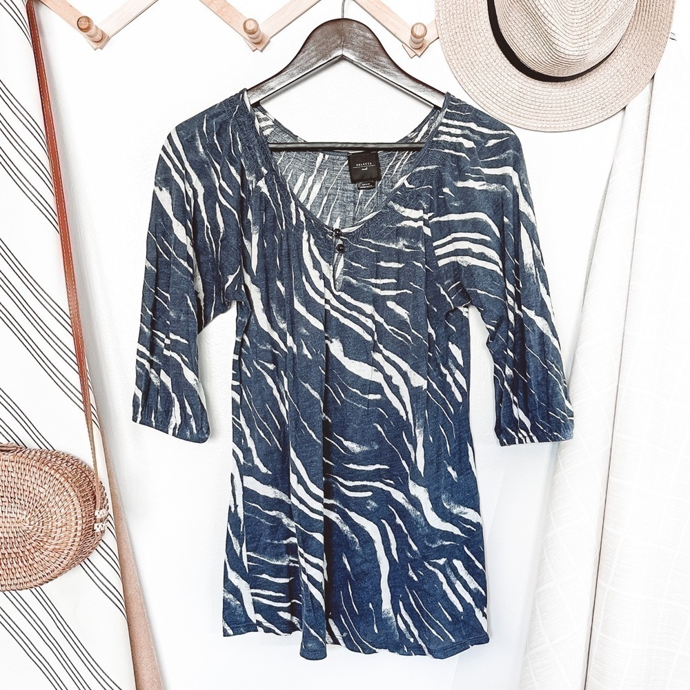 Anthropologie Deletta Printed Scoop Neck Blouse